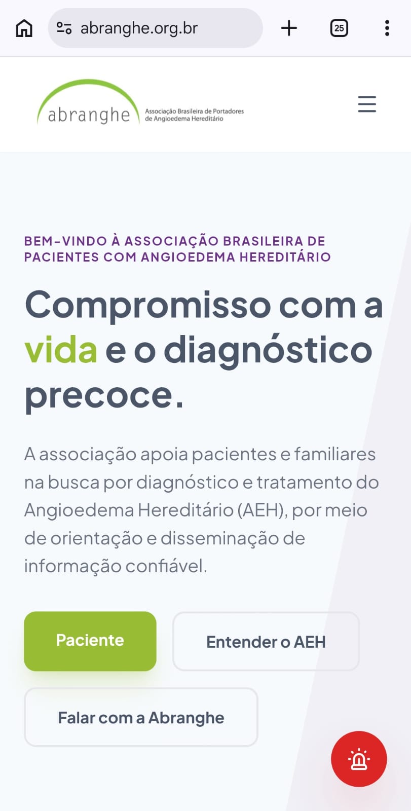 Site da Abranghe no celular — abranghe.org.br